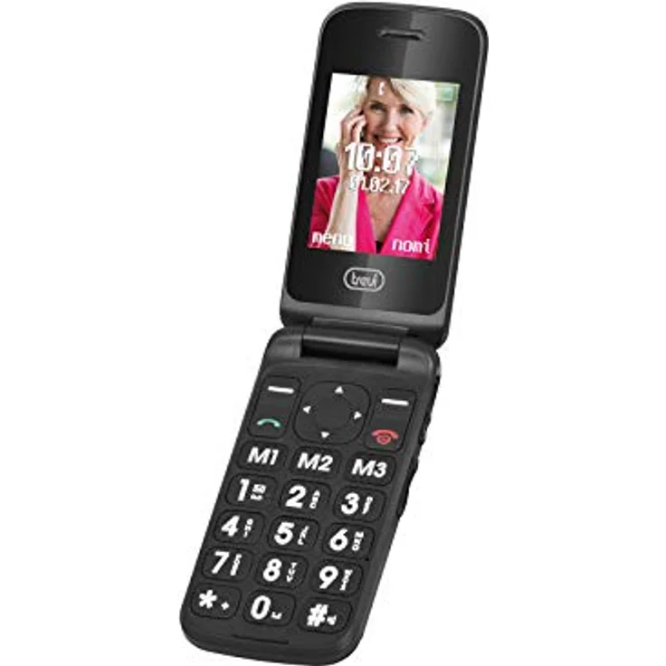 Trevi FLEX PLUS 55 Telefono Cellulare per Anziani a Conchiglia con grandi tasti, grande display LCD 2.4", Funzione SOS, Doppio Display, Bluetooth, Fotocamera, Radio FM, Nero – Bild 1