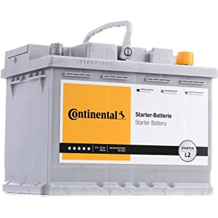 Continental Starterbatterie 12V 65Ah 640A/EN L2, Blei-Kalzium-Batterie für zuverlässigen Kaltstart