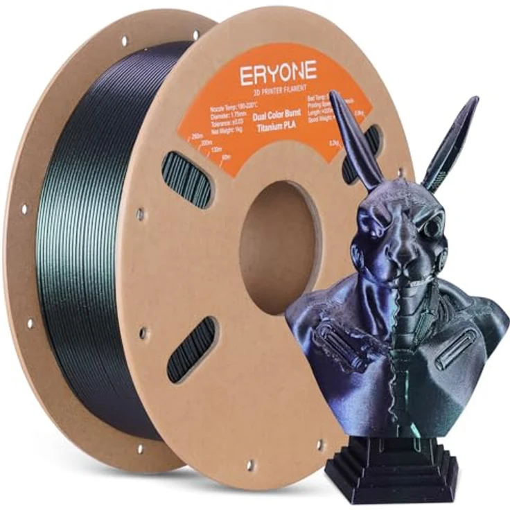 ERYONE Glitter PLA Filament, 1.75mm, Dual Color Burnt Titanium Green & Purple Blue, 1kg/Spool, präzise Druckqualität für FDM 3D-Drucker – Bild 1