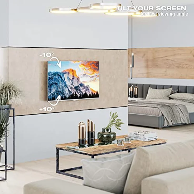 RICOO TV Wandhalterung Fernseher Schwenkbar Neigbar für 40-65 Zoll, Universal TV Halterung S7264, Fernsehhalterung für Wand, Wandhalterung Fernseher 55 Zoll+, bis 50 Kg mit max. VESA 600x400 mm – Bild 3