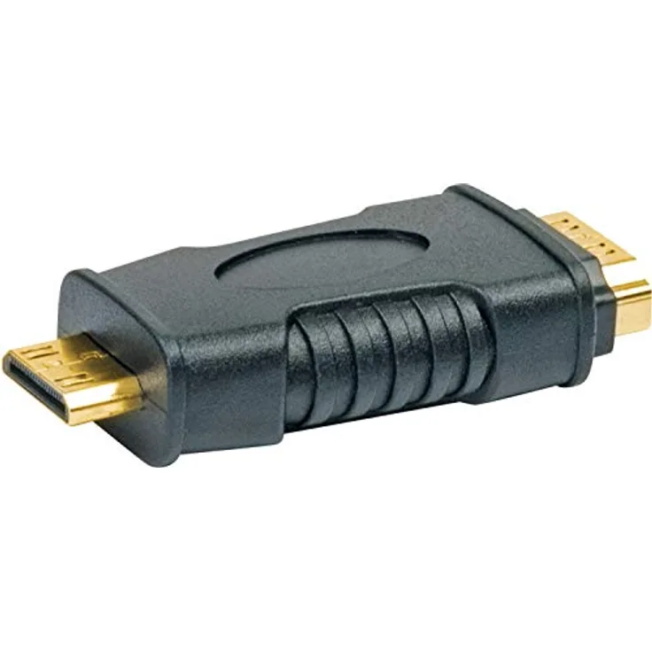 SCHWAIGER HDMM01 533 mini-HDMI Adapter, Mini-Stecker auf Buchse, schwarz, High Speed HDMI mit Ethernet, vergoldete Kontakte