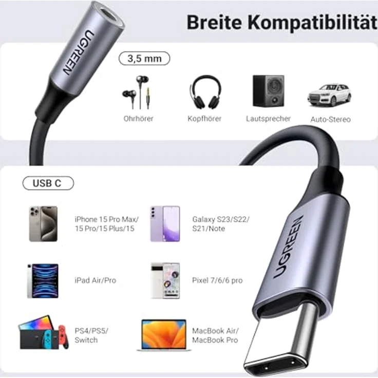 UGREEN USB-C to 3.5mm Jack Audio Cable 10cm – Bild 5