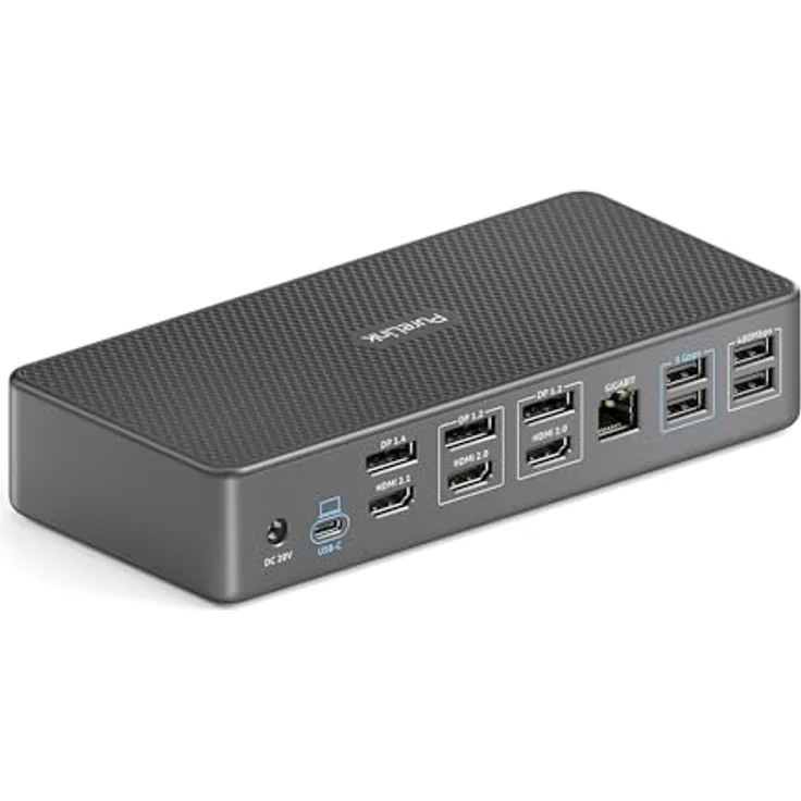PureLink Vuelogic USB C Docking Station für 4 Monitore, 18-in-1 Multifunktionale Dockingstation Laptop, 3X HDMI / 3X DP 8k Unterstützung, Ethernet, Multiport, Schwarz – Bild 2