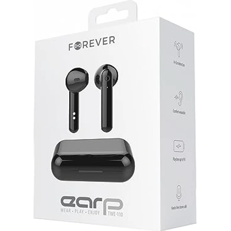 FOREVER TWE-110 Earp Bluetooth-Kopfhörer mit Ladetasche schwarz TWS Touch-Control Integriertes Mikrofon In-Ear Ohrhörer Kabellos Headset Mit Powerbank – Bild 7