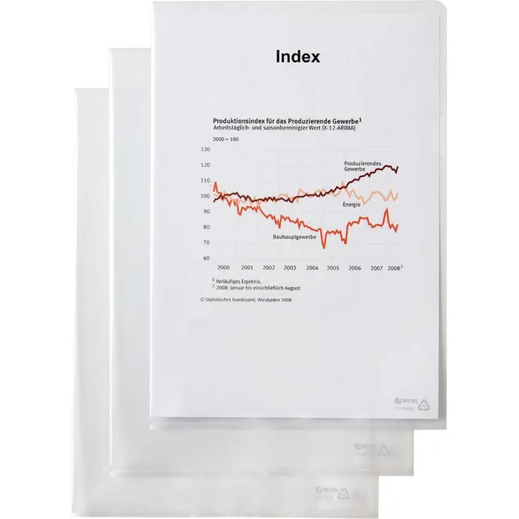 REXEL Aktenordner Sichthülle A4 PP transparent genarbt 110my, PA=50Stk.