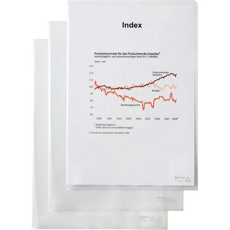 REXEL Aktenordner Sichthülle A4 PP transparent genarbt 110my, PA=50Stk.