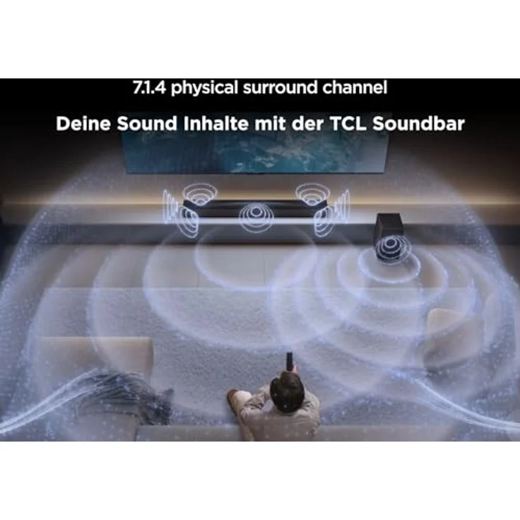 TCL Q85H Pro 7.1.4 Kanal Soundbar mit Dolby Atmos, 860W, HDMI eARC 2.1, Bluetooth 5.1 und drahtlosem Subwoofer, Wandmontierbar, kompatibel mit Apple Airplay – Bild 5