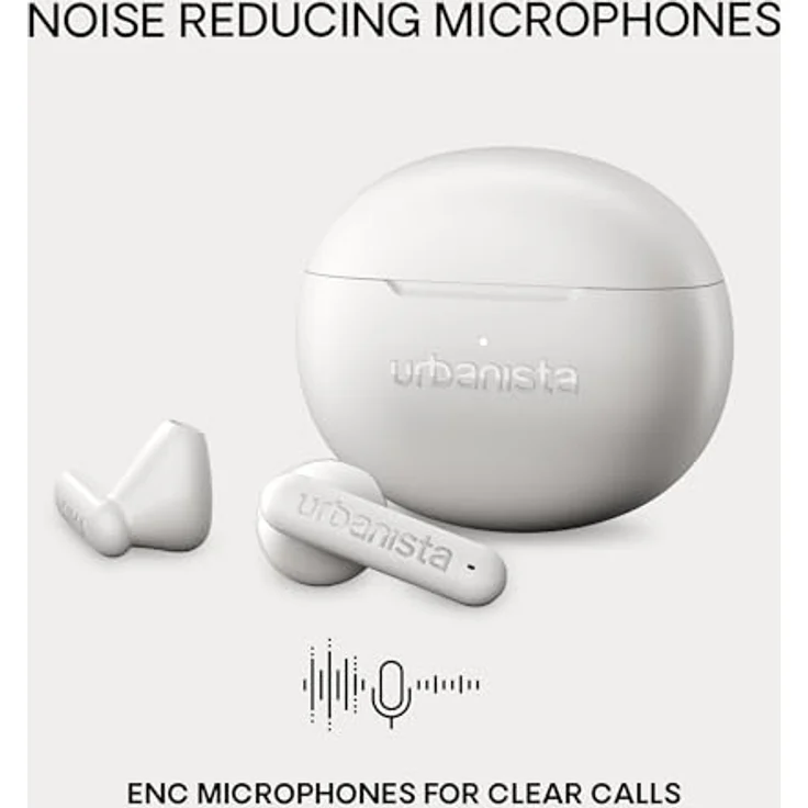 Urbanista Austin 2, True Wireless Stereo Kopfhörer mit aktiver Geräuschunterdrückung, 25 Stunden Akkulaufzeit, spritzwassergeschützt, Weiß – Bild 5