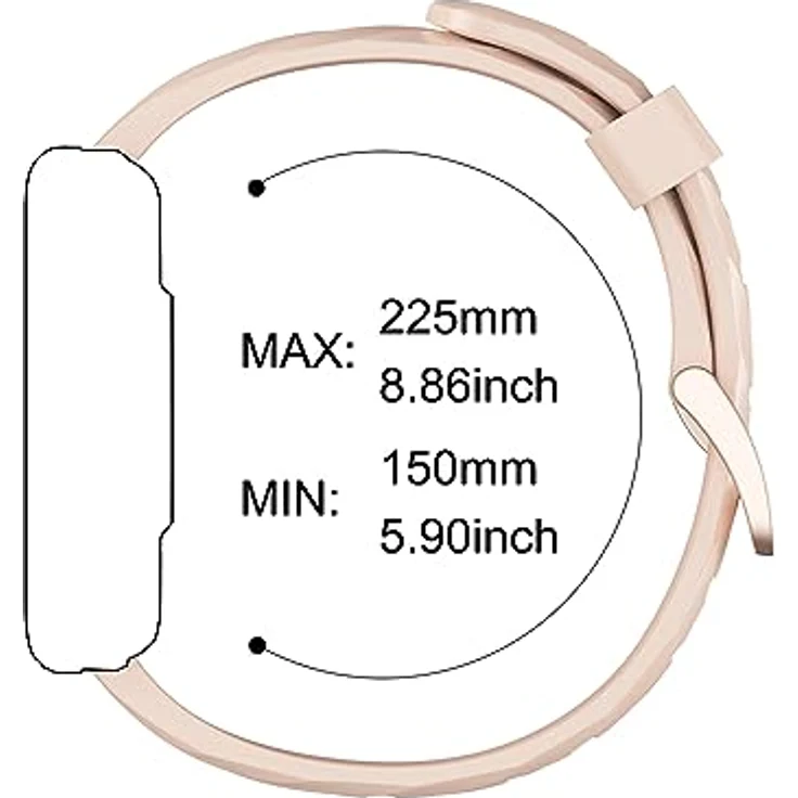 RUIMEN Ersatzarmband für Smartwatch D1, weiches Silikon, atmungsaktiv, verstellbar für Handgelenke von 14 cm bis 22,1 cm, mehrere Farben verfügbar – Bild 3