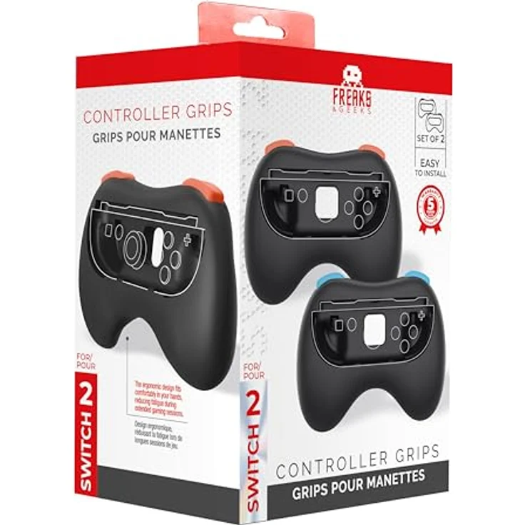 Trade Invaders Pair of Controller Grips für Nintendo Switch 2, Ergonomisch und rutschfest, schwarz – Bild 3