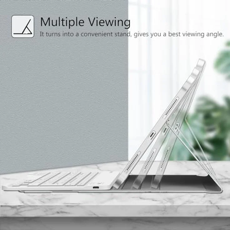 Fintie Tastatur Hülle für iPad Air 11 Zoll M2, iPad Air 6/5/4 (2024/2022/2020) 10,9 Zoll, Trübe Marmor, magnetisch Abnehmbare Keyboard, QWERTZ Layout, mit Stifthalter – Bild 4