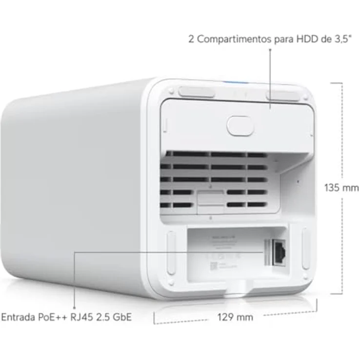 Ubiquiti Unifi UNAS2, 2-Fach NAS mit 2,5-Gigabit-Ethernet, PoE++ und lüfterlosem Design, weiss – Bild 8