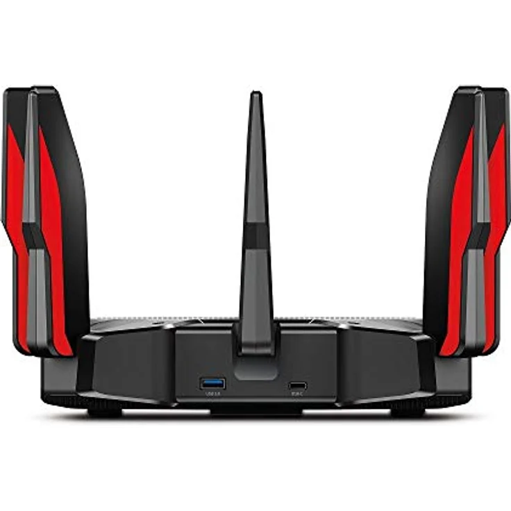 TP-Link Archer AX11000 Wi-Fi 6 Triband WLAN Gaming Router (10,76 Gbit-s auf 2x5GHz und 2.4Ghz, 8 × Gigabit LAN-Ports, 2 × USB 3.0 auf Type A und Type C, HomeCare, Schnellinstallation) schwarz, rot – Bild 6