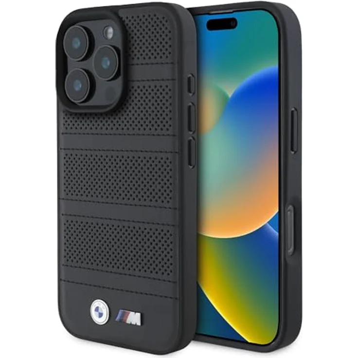 BMW Smartphone-Hülle BMW Apple iPhone 16 Pro Hardcase Perforated Stitched Line MagSafe aus ökologischem Leder mit TPU-Seiten, metallischem BMW-Logo und M Power-Emblem – Bild 1