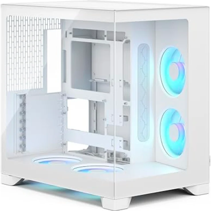 Fractal Design Pop 2 Vision RGB, Tower-Gehäuse mit Panorama-Glas, für Grafikkarten bis 412 mm, inklusive 4 Reverse-Blade-Lüfter, weiss – Bild 1