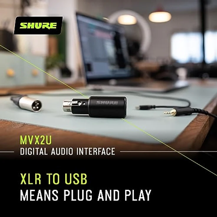 Shure MVX2U, XLR-auf-USB-Digitalinterface mit 60dB Vorverstärker, Zero-Latency Monitoring, 48V Phantomspeisung, Kopfhörerbuchse, USB-C Kabel – Bild 4