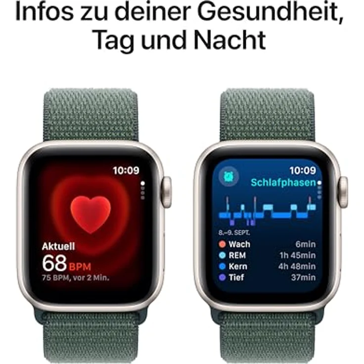 Apple Watch SE (2. Generation) GPS 40 mm Smartwatch in Polarstern mit Sport Loop in Seegrün - Fitness und Schlaftracker, Unfallerkennung, Retina Display – Bild 5