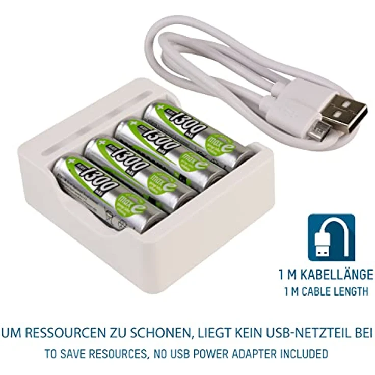 ANSMANN Akku Ladegerät AA AAA für 1-4 NiMH Akkus Basic 4 Ladegerät mit Akkus - Akkuladegerät mit Timer & automatischer Abschaltung für wiederaufladbare Batterien inkl. 4 Mignon AA Accus 1300mAh – Bild 4