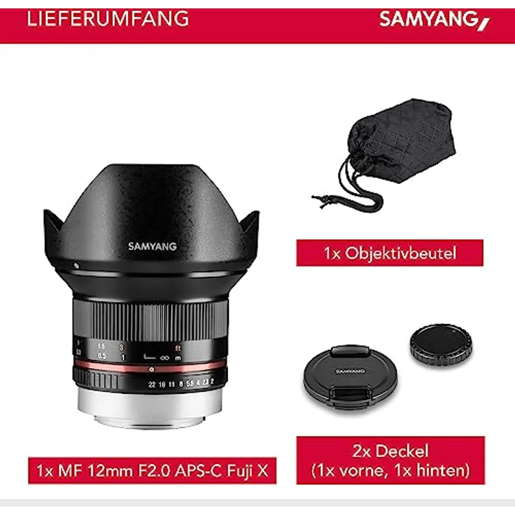 Samyang 12-2,0 Objektiv APS-C Fuji X manueller Fokus Fotoobjektiv, Weitwinkelobjektiv schwarz – Bild 6