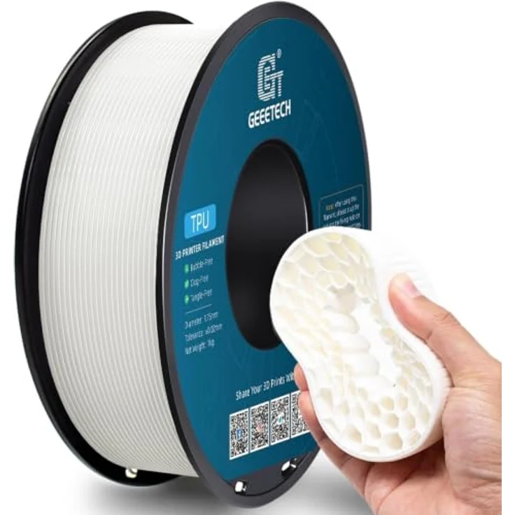 GEEETECH TPU 95A Filament, Weiß, 1kg Spule für 3D-Drucker mit hervorragender Schichthaftung und Flexibilität – Bild 2