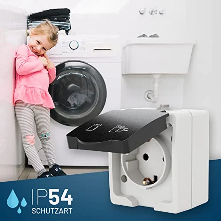 greate Aufputz Steckdose 1fach für Feuchtraum - IP44, 250V, 16A, grau – Bild 2