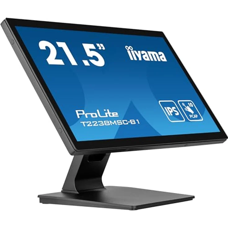 iiyama Prolite T2238MSC-B1 54,5cm 21,5" IPS LED-Monitor Full-HD 10 Punkt Multitouch Optical-Bonded kapazitiv HDMI DP USB3.2 Anti-Fingerprint IP1X 7H Metallgehäuse schwarz – Bild 2