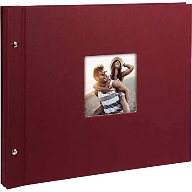 goldbuch Schraubalbum mit Fensterausschnitt, Bella Vista, 39 x 31 cm, 40 schwarze Seiten mit Pergamin-Trennblättern, Erweiterbar, Leinen, Bordeaux, 28972 – Bild 2