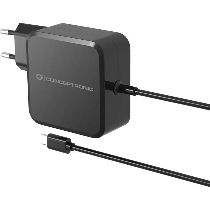 Conceptronic Ladegerät 1Port 100W, GaN USB-C PD für Heim und Büro, Schwarz