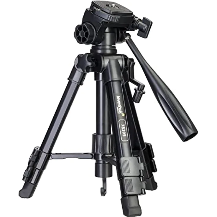 Levenhuk Level Base TR30 Kompaktes, Leichtes Dreibein-Bodenstativ Mit Wasserwaage, 360° Drehbarem Kopf Und 300—700 mm Höhe Für Optische Geräte Bis Zu 8 kg