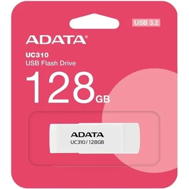 A-Data UC310, 128GB USB-Stick mit USB 3.2 Gen 1 und bis zu 100MB/s Übertragungsgeschwindigkeit, Weiß