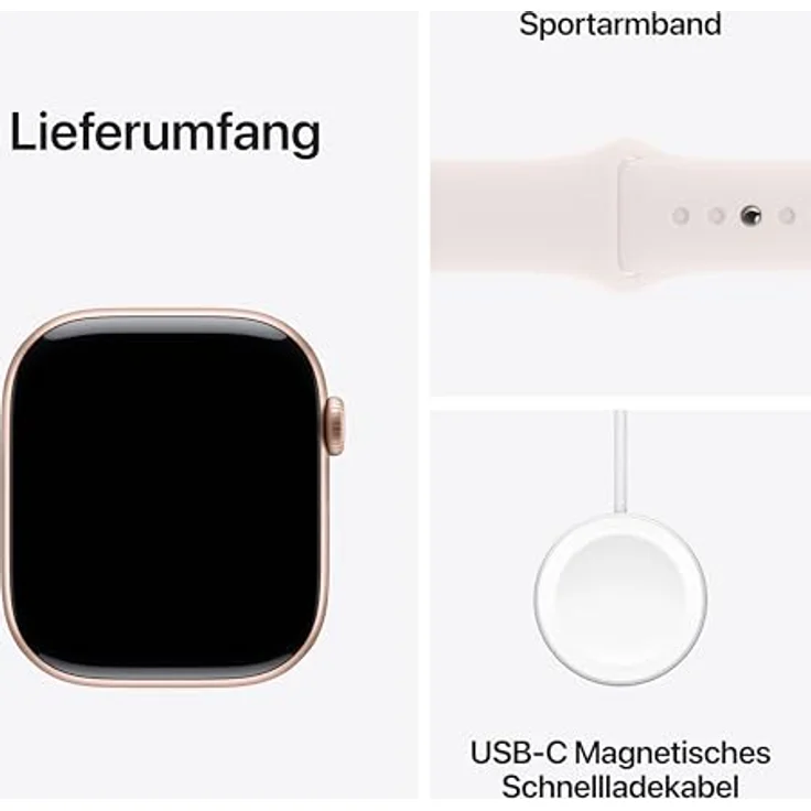 Apple Watch Series 10, 46 mm, GPS, Aluminiumgehäuse Roségold, Sportarmband Blassrosa, S/M – Bild 6