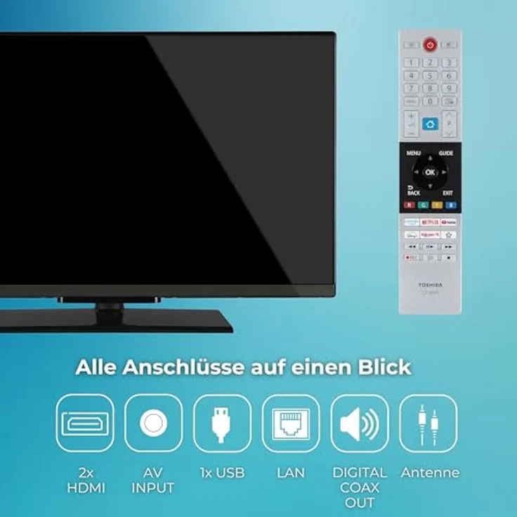 Toshiba 32LV3F63DAZ, 32 Zoll Full HD Smart TV mit HDR, Triple-Tuner und VIDAA Smart TV, Schwarz – Bild 4