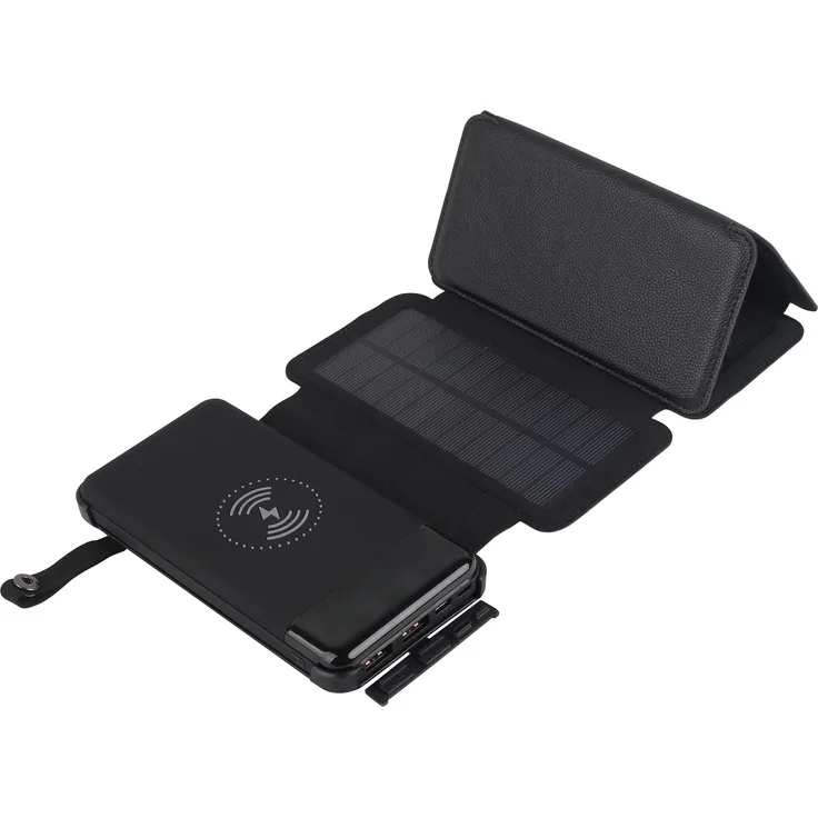 Felixx Solar Powerbank, Schwarz, 10000 mAh, 5 W, inkl. faltbare Solarmodule