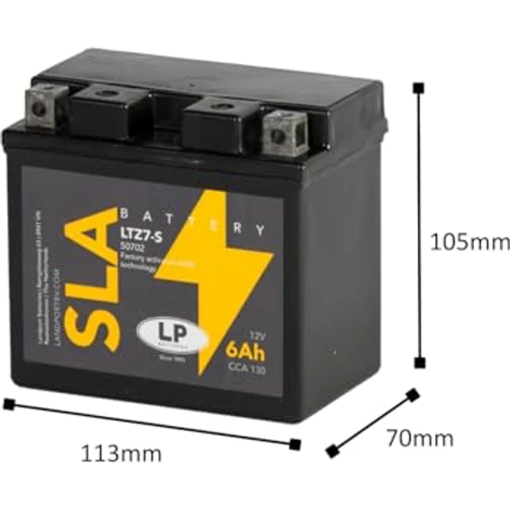 Landport LTZ7-S, AGM SLA 12V 6Ah Motorradbatterie mit 130 Ampere Kaltstartleistung, wartungsfrei und auslaufsicher – Bild 5
