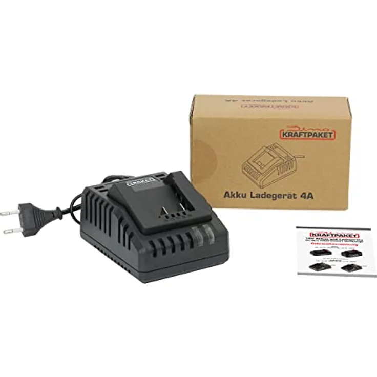 Dino KRAFTPAKET 4A-Ladegerät für 18V 4Ah Lithium Li-Ion Akku, passend zum Dino KRAFTPAKET 18 Volt-Akkusystem