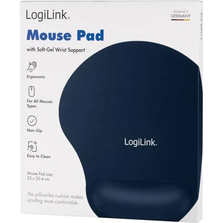 Logilink ID0027B Mauspad mit Silikon Gel Handauflage blau – Bild 5