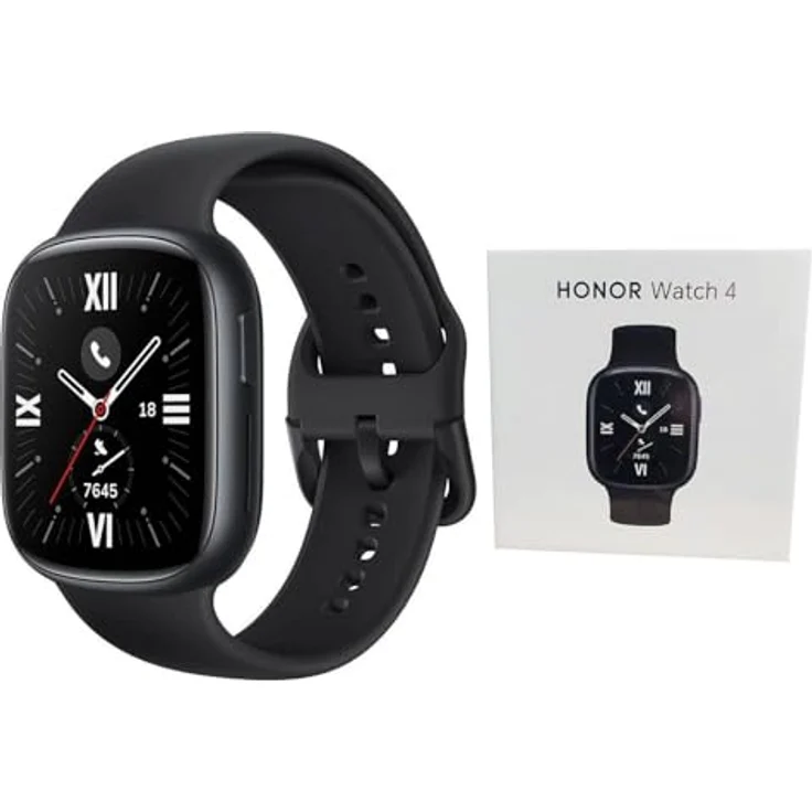 HONOR Watch 4 45 mm Bluetooth Schwarz - Smartwatch mit originaler Markenware und zwei Jahren Garantie