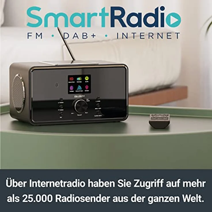 MAJORITY Bard Internetradio WLAN | DAB Radio mit Bluetooth | Küchenradio 100 Watt 2.1-Lautsprecher mit Subwoofer | DAB Plus Radio | Digitalradio DAB Plus mit Fernbedienung, Schwarz – Bild 4