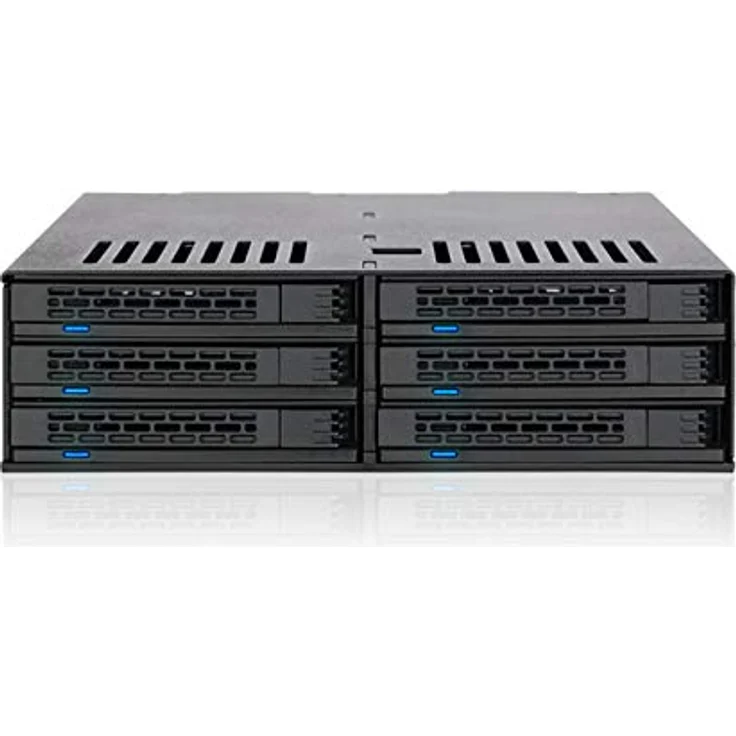 Wechselrahmen für 6X 2,5 Zoll (6,4cm) SATA-SAS SSD-HDD in 1x 5,25 Zoll (13,3cm) - Icy Dock ExpressCage MB326SP-B – Bild 2
