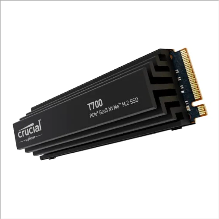 Crucial T700 Heatsink 2TB Gen5 NVMe M.2 SSD mit Kühlkörper - Bis zu 12.400 MB/s - DirectStorage-fähig - CT2000T700SSD5 - Gaming, Fotografie, Videobearbeitung & Design - Internes Solid State-Laufwerk