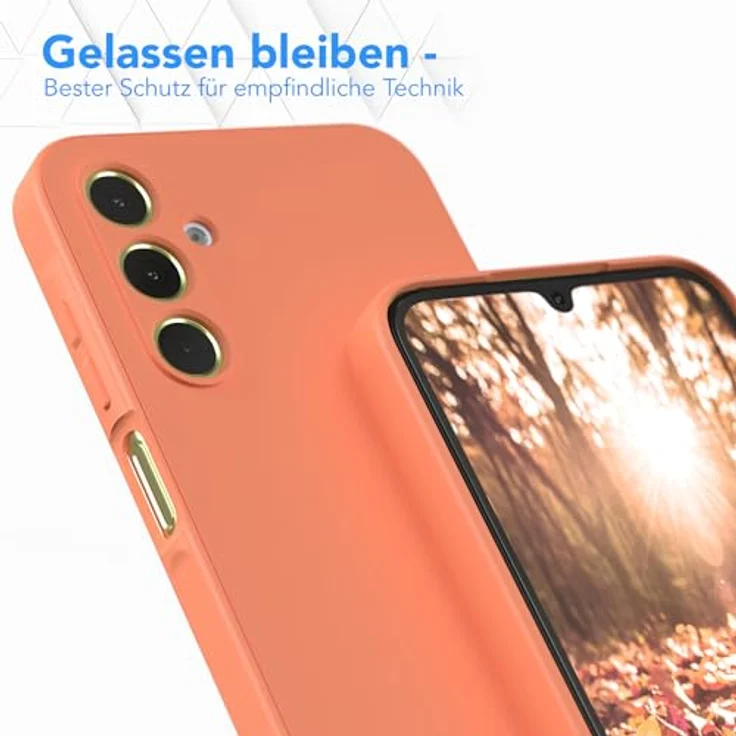 EAZY CASE Silikonhülle für Samsung Galaxy A15, stoßfeste Schutzhülle mit Kameraschutz, dünn und leicht, orange TPU Cover – Bild 4
