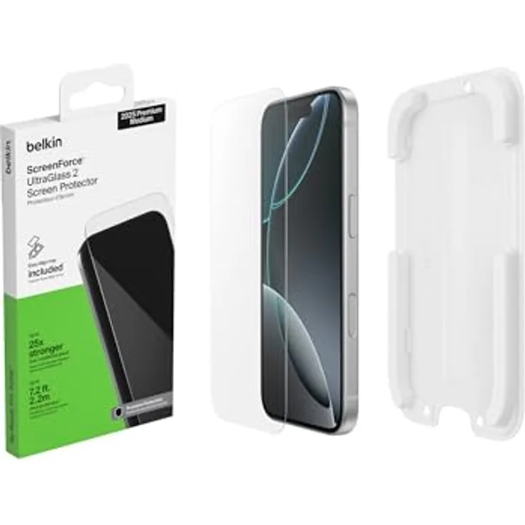 Belkin UltraGlass 2, Displayschutzfolie für Apple iPhone 17 Pro, transparent, 2,7 mal widerstandsfähiger als Hartglas, nur 0,29 mm dünn, antimikrobielle Beschichtung