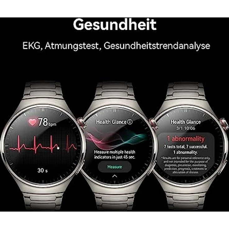 HUAWEI Watch 4 Active, 3D-gewölbtes Glas- und Edelstahlgehäuse, 1,5" LTPO-AMOLED-Farbdisplay, schwarzes Fluoroelastomer-Armband, Gesundheitsschnellcheck mit 7 Parametern, eSIM Telefonie, deutsche Version – Bild 4