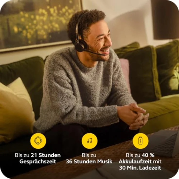 Jabra Evolve3 45 Stereo, LINK 390a, UC On Ear Headset Bluetooth®, kabellos, schwarz, leichte Bauweise, drei Mikrofone für klare Sprachübertragung – Bild 8
