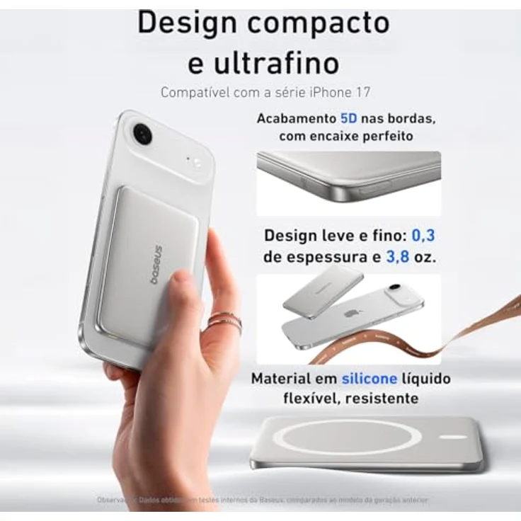 Baseus PicoGo AM41, 20W Magnetic Powerbank 5000mAh in Grey, ultraslim mit MagSafe Halterung und Pass-Through-Funktion – Bild 2