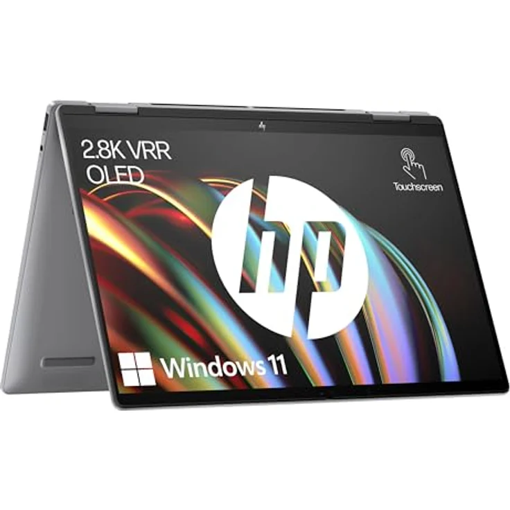 HP Envy x360 2-in-1 Laptop, 14 Zoll 2.8K OLED Touch Display, Intel Core Ultra 7 155U, 16GB LPDDR5-SDRAM, 1 TB SSD, QWERTZ Tastatur, Windows 11 Home, Silber – Bild 1