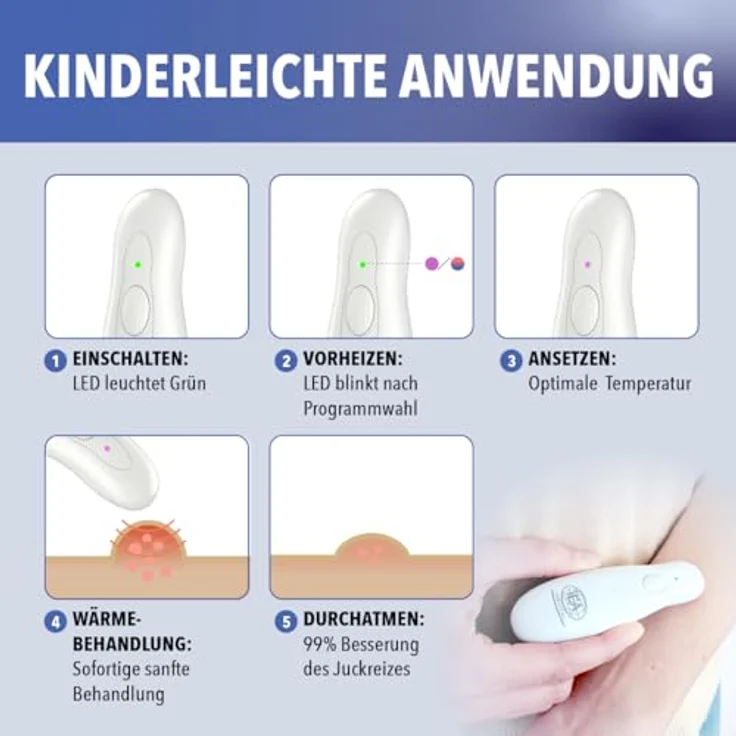 IEA Medical Insektenstichheiler USB-C, Hitzestift zur Linderung von juckenden Mückenstichen, chemiefrei und wiederaufladbar, ideal für die ganze Familie – Bild 5