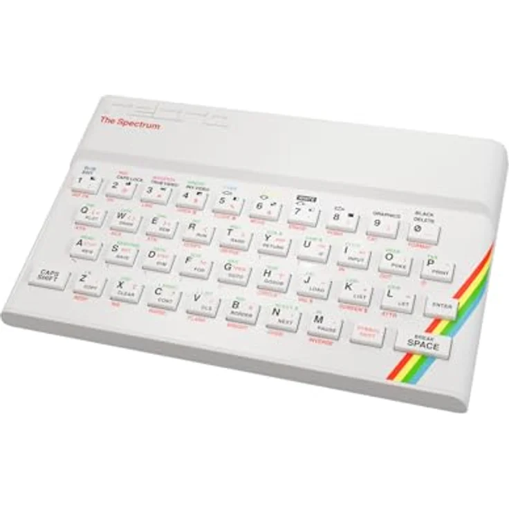Retro Games The Spectrum (White Edition), elegante Konsole mit 8-Tasten Joystick und THEMICRODRIVE USB Stick, weiß – Bild 3