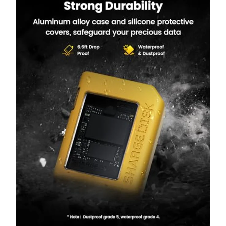 SHARGE Disk SSD-Gehäuse mit aktivem Lüfter, 10Gbps M.2 NVMe SSD-Gehäuse, USB C 3.2 Gen2, Gehäuse-NVMe-Leser unterstützt M Keys und Größe 2230 SSDs, gelb – Bild 5