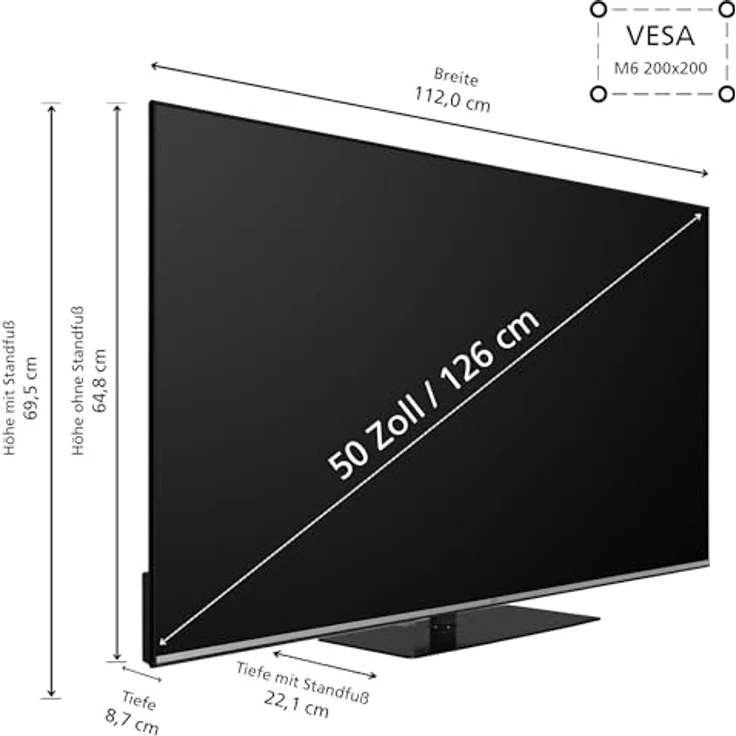 JVC VIDAA LT-50VDQ6555, 50 Zoll QLED Smart TV, 4K UHD mit Dolby Vision, Dolby Atmos, 6 Monate HD+, schwarzer Flachbildschirm – Bild 3